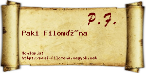 Paki Filoména névjegykártya